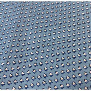 Blue Cotton Fat Quarter 18x22 Inches Small White Floral Print Quilting/Sewing Fa